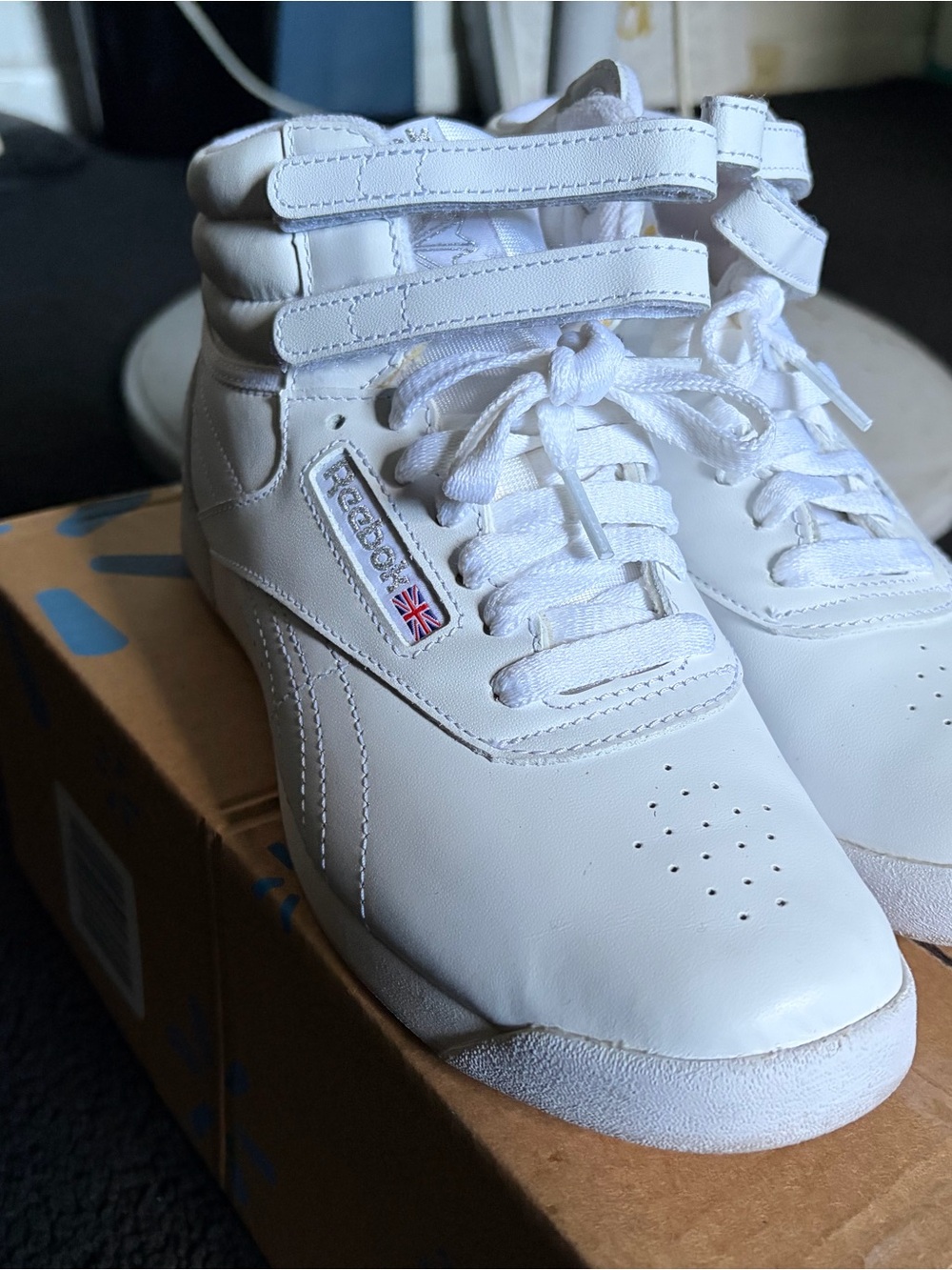 Reebok Kids White High-Top Sneakers with Dual Straps